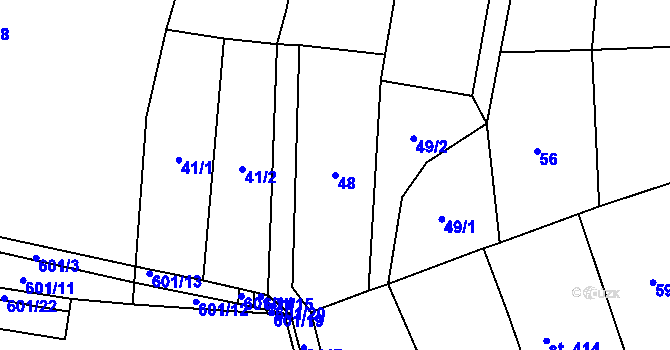 Parcela st. 48 v KÚ Klenčí pod Čerchovem, Katastrální mapa