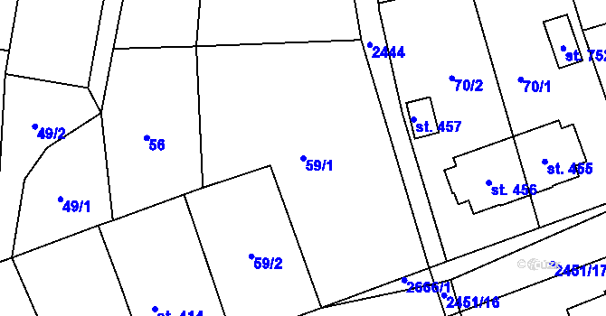 Parcela st. 59/1 v KÚ Klenčí pod Čerchovem, Katastrální mapa
