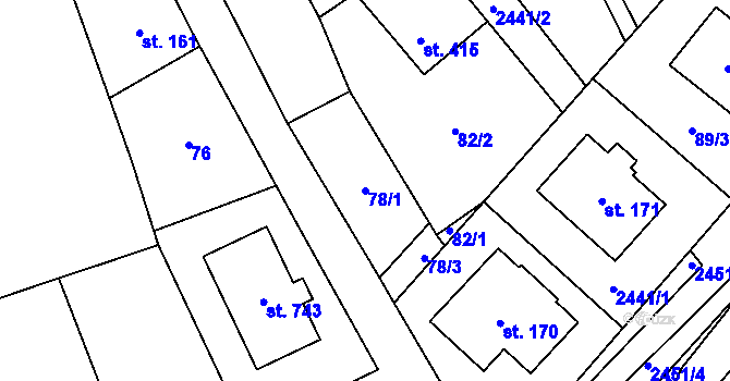 Parcela st. 78/1 v KÚ Klenčí pod Čerchovem, Katastrální mapa