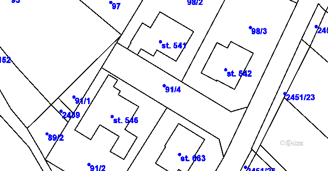 Parcela st. 91/4 v KÚ Klenčí pod Čerchovem, Katastrální mapa