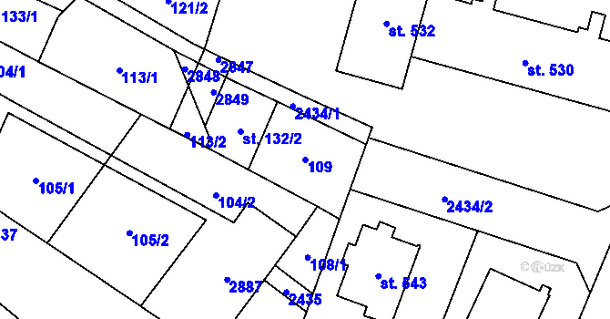 Parcela st. 109 v KÚ Klenčí pod Čerchovem, Katastrální mapa