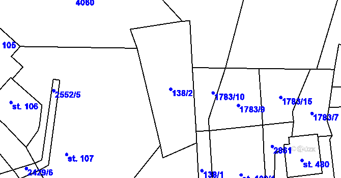 Parcela st. 138/2 v KÚ Klenčí pod Čerchovem, Katastrální mapa