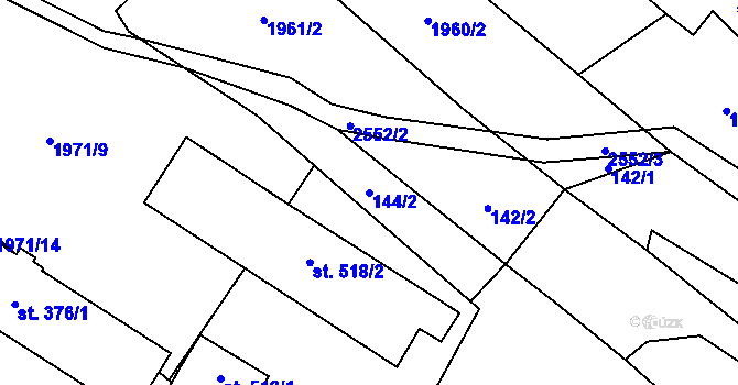 Parcela st. 144/2 v KÚ Klenčí pod Čerchovem, Katastrální mapa