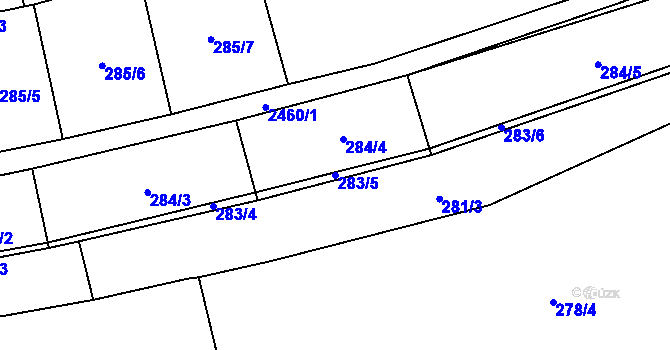 Parcela st. 283/5 v KÚ Klenčí pod Čerchovem, Katastrální mapa