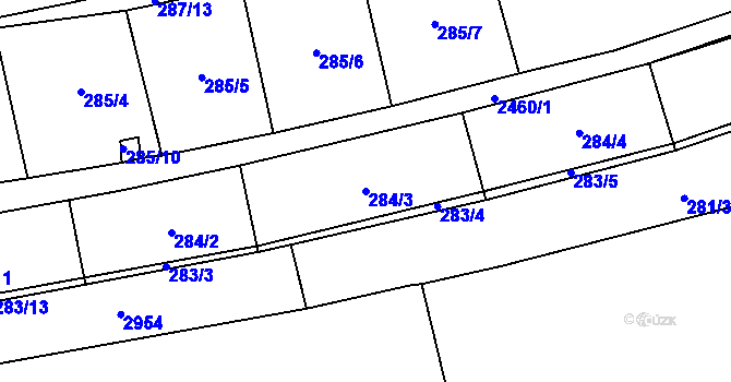 Parcela st. 284/3 v KÚ Klenčí pod Čerchovem, Katastrální mapa