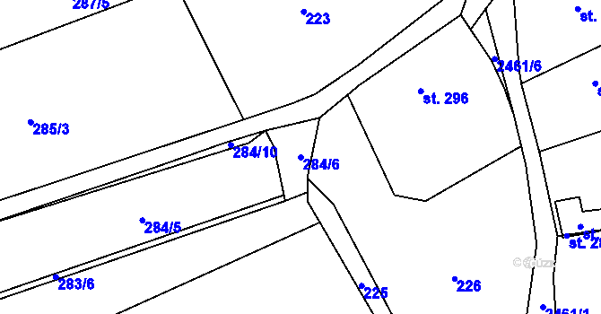 Parcela st. 284/6 v KÚ Klenčí pod Čerchovem, Katastrální mapa