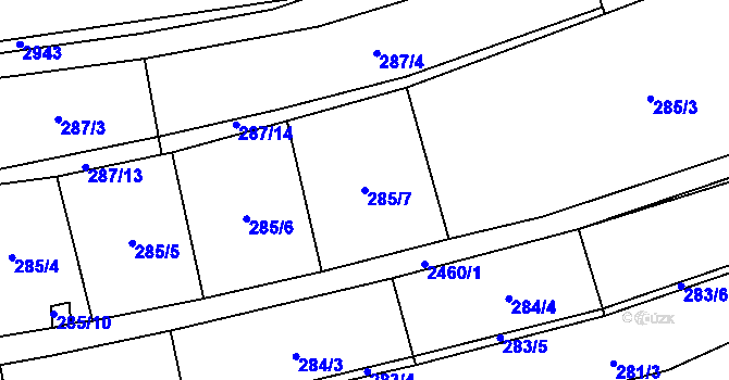 Parcela st. 285/7 v KÚ Klenčí pod Čerchovem, Katastrální mapa