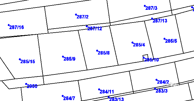 Parcela st. 285/8 v KÚ Klenčí pod Čerchovem, Katastrální mapa