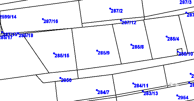 Parcela st. 285/9 v KÚ Klenčí pod Čerchovem, Katastrální mapa