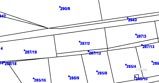Parcela st. 287/2 v KÚ Klenčí pod Čerchovem, Katastrální mapa