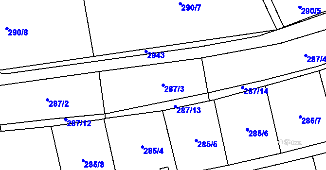 Parcela st. 287/3 v KÚ Klenčí pod Čerchovem, Katastrální mapa