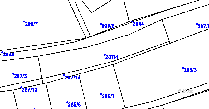 Parcela st. 287/4 v KÚ Klenčí pod Čerchovem, Katastrální mapa
