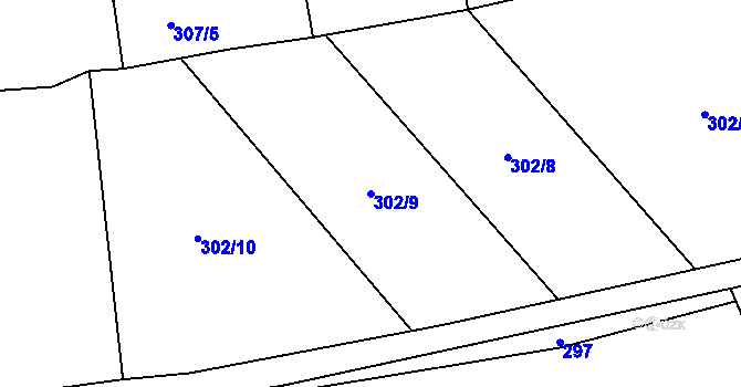 Parcela st. 302/9 v KÚ Klenčí pod Čerchovem, Katastrální mapa