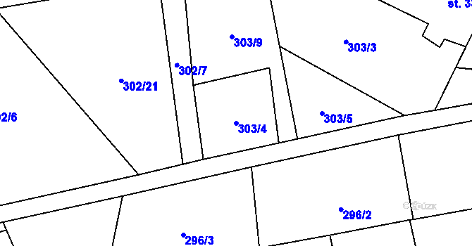 Parcela st. 303/4 v KÚ Klenčí pod Čerchovem, Katastrální mapa