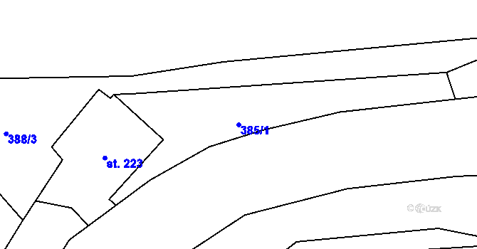 Parcela st. 385/1 v KÚ Klenčí pod Čerchovem, Katastrální mapa
