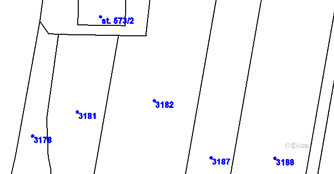 Parcela st. 581/1 v KÚ Klenčí pod Čerchovem, Katastrální mapa
