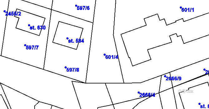 Parcela st. 601/4 v KÚ Klenčí pod Čerchovem, Katastrální mapa