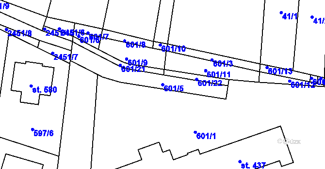 Parcela st. 601/5 v KÚ Klenčí pod Čerchovem, Katastrální mapa