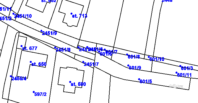 Parcela st. 601/6 v KÚ Klenčí pod Čerchovem, Katastrální mapa