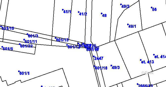 Parcela st. 601/15 v KÚ Klenčí pod Čerchovem, Katastrální mapa