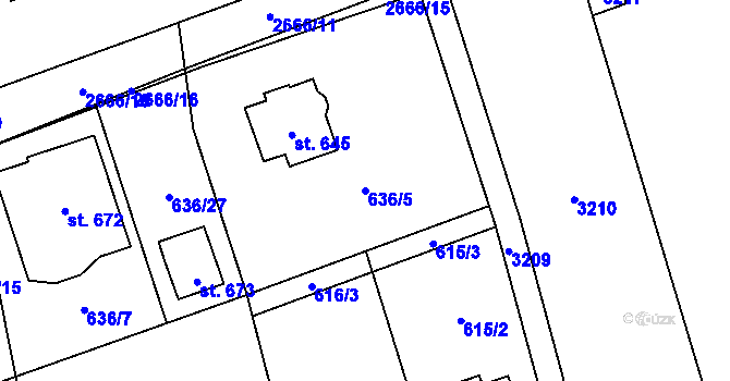Parcela st. 636/5 v KÚ Klenčí pod Čerchovem, Katastrální mapa