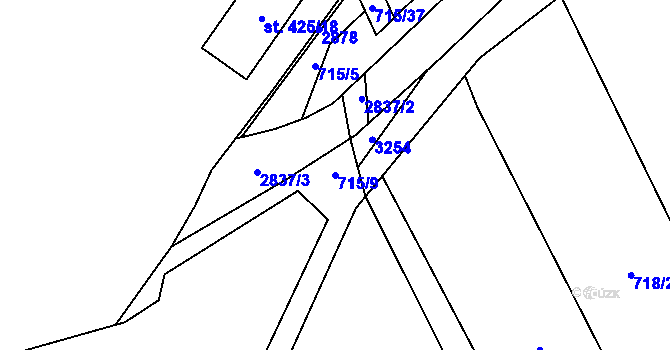 Parcela st. 715/9 v KÚ Klenčí pod Čerchovem, Katastrální mapa