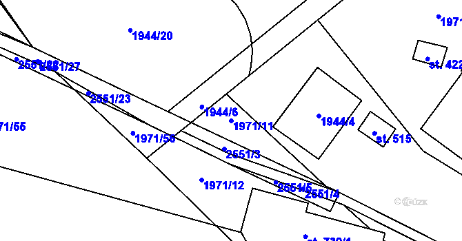 Parcela st. 1971/11 v KÚ Klenčí pod Čerchovem, Katastrální mapa