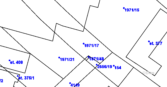 Parcela st. 1971/17 v KÚ Klenčí pod Čerchovem, Katastrální mapa