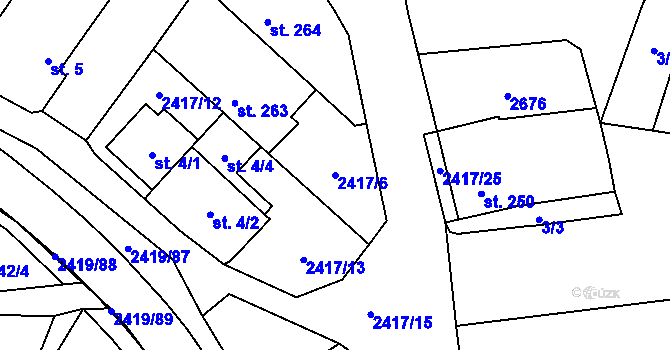 Parcela st. 2417/6 v KÚ Klenčí pod Čerchovem, Katastrální mapa