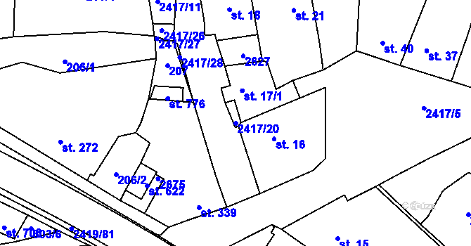 Parcela st. 2417/20 v KÚ Klenčí pod Čerchovem, Katastrální mapa