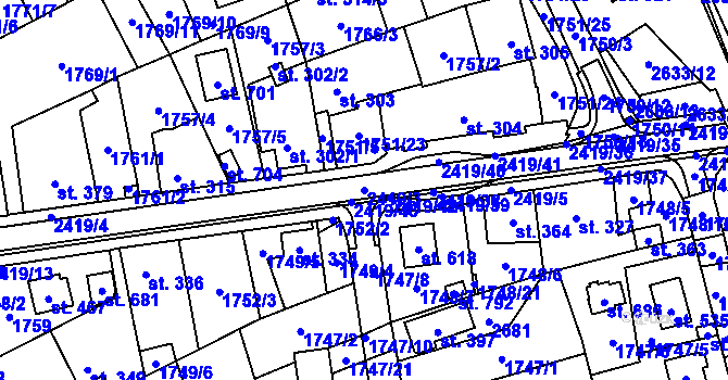 Parcela st. 2419/3 v KÚ Klenčí pod Čerchovem, Katastrální mapa