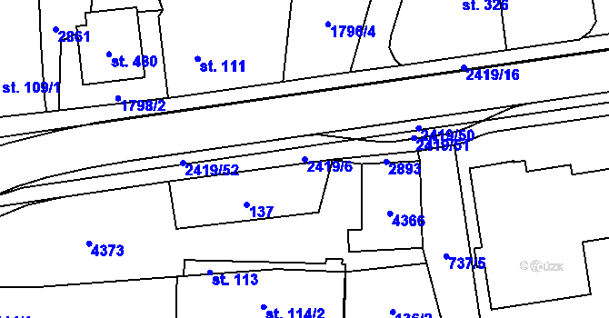 Parcela st. 2419/6 v KÚ Klenčí pod Čerchovem, Katastrální mapa