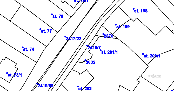 Parcela st. 2419/7 v KÚ Klenčí pod Čerchovem, Katastrální mapa