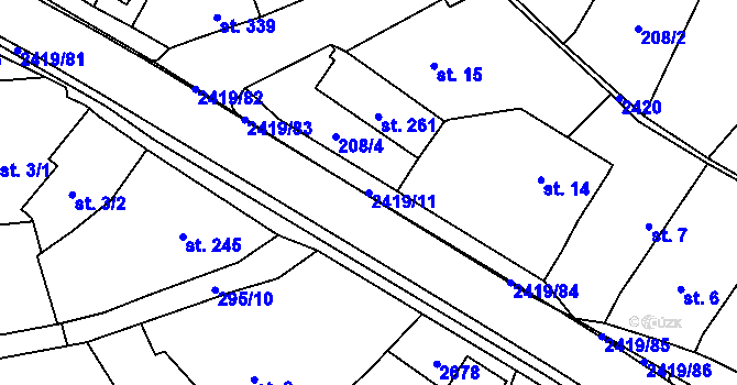 Parcela st. 2419/11 v KÚ Klenčí pod Čerchovem, Katastrální mapa