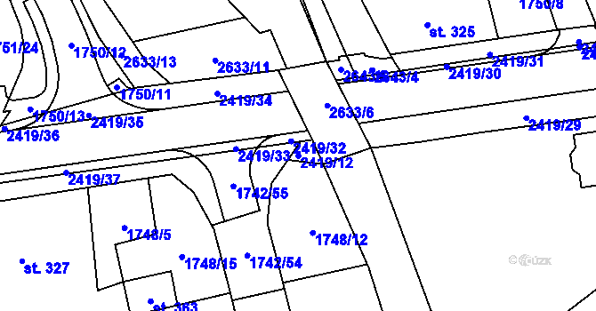 Parcela st. 2419/12 v KÚ Klenčí pod Čerchovem, Katastrální mapa