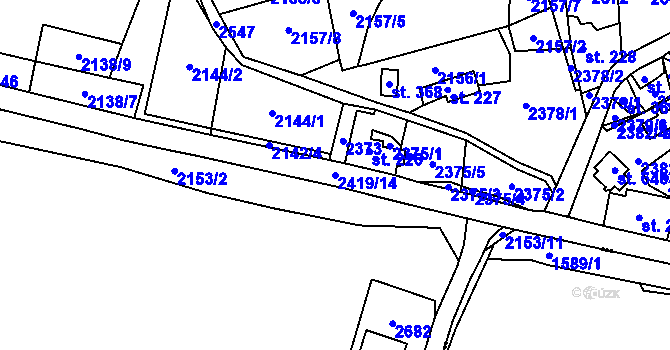 Parcela st. 2419/14 v KÚ Klenčí pod Čerchovem, Katastrální mapa