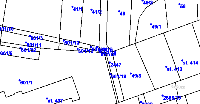 Parcela st. 601/19 v KÚ Klenčí pod Čerchovem, Katastrální mapa
