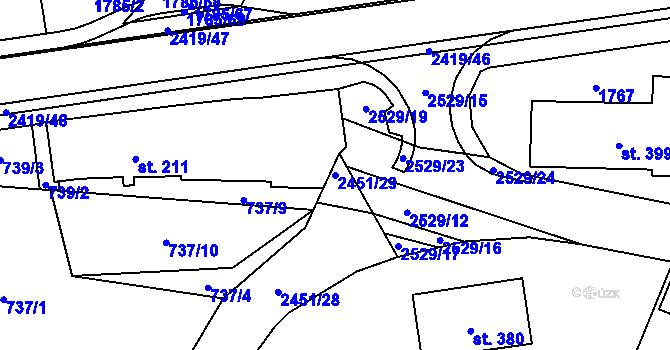 Parcela st. 2451/29 v KÚ Klenčí pod Čerchovem, Katastrální mapa