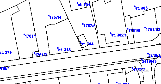 Parcela st. 704 v KÚ Klenčí pod Čerchovem, Katastrální mapa