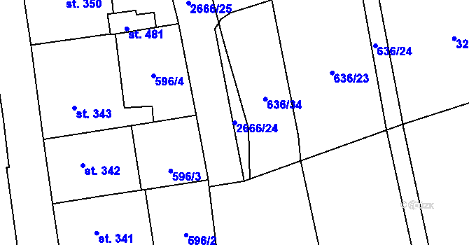 Parcela st. 2666/24 v KÚ Klenčí pod Čerchovem, Katastrální mapa