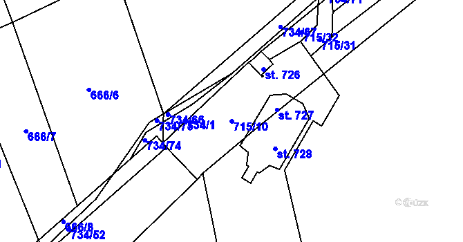 Parcela st. 715/10 v KÚ Klenčí pod Čerchovem, Katastrální mapa