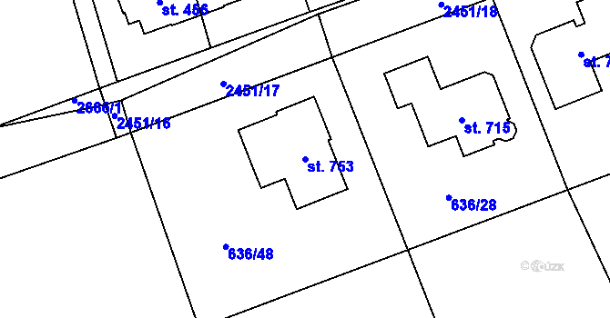 Parcela st. 753 v KÚ Klenčí pod Čerchovem, Katastrální mapa