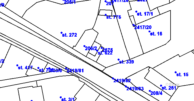 Parcela st. 622 v KÚ Klenčí pod Čerchovem, Katastrální mapa