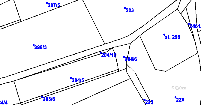 Parcela st. 284/10 v KÚ Klenčí pod Čerchovem, Katastrální mapa