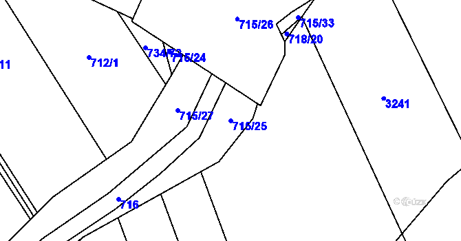 Parcela st. 715/25 v KÚ Klenčí pod Čerchovem, Katastrální mapa