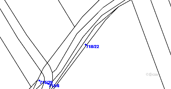 Parcela st. 718/22 v KÚ Klenčí pod Čerchovem, Katastrální mapa