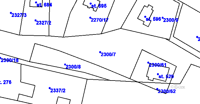 Parcela st. 2300/7 v KÚ Klenčí pod Čerchovem, Katastrální mapa