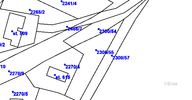 Parcela st. 2300/55 v KÚ Klenčí pod Čerchovem, Katastrální mapa