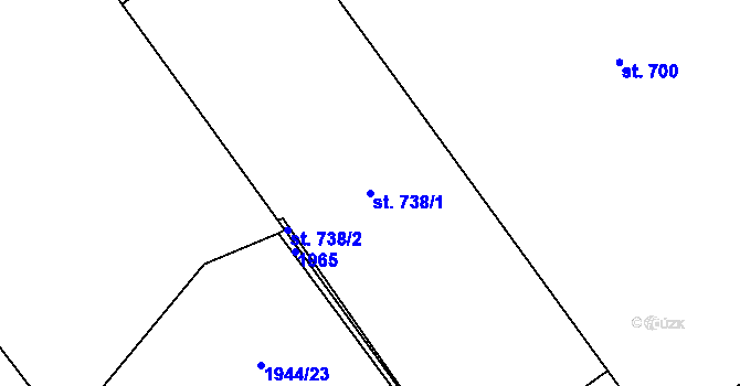 Parcela st. 738/1 v KÚ Klenčí pod Čerchovem, Katastrální mapa