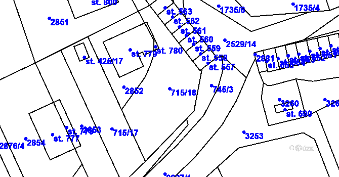 Parcela st. 715/18 v KÚ Klenčí pod Čerchovem, Katastrální mapa